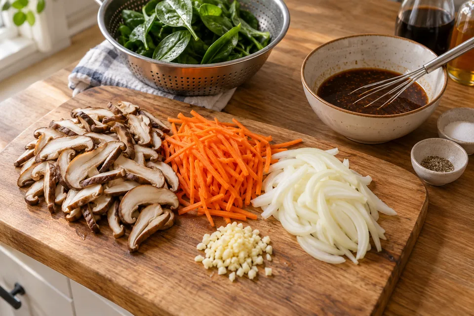 Japchae mit Gemüse: Zubereitungsschritt 1