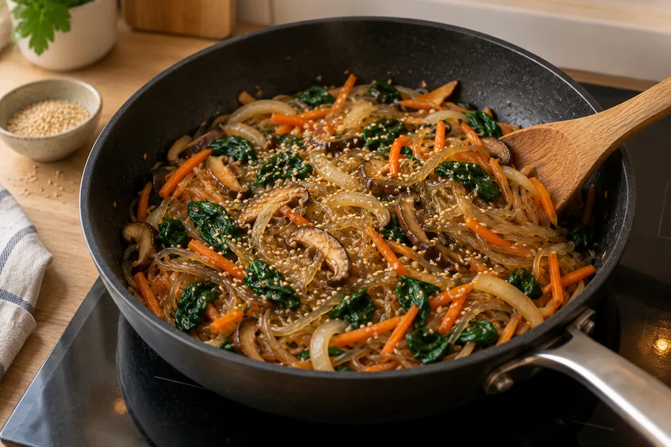 Japchae mit Gemüse: Zubereitungsschritt 4