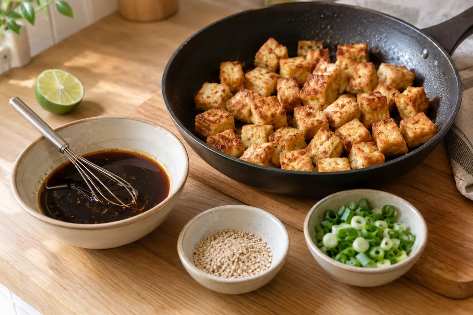 Knuspriger Tofu aus der Pfanne: Zubereitungsschritt 4
