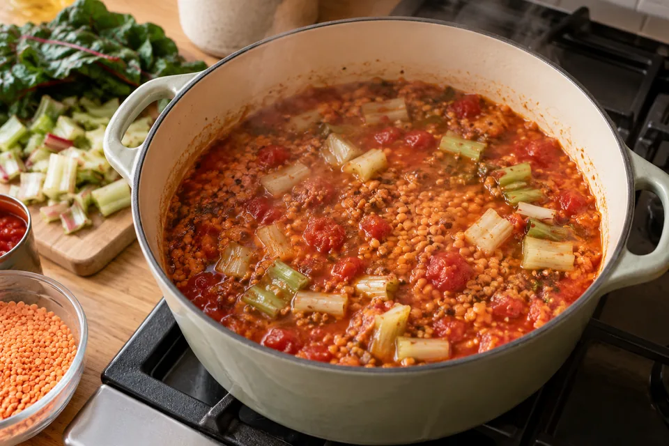 Mangold-Linsen-Curry mit Kokosmilch: Zubereitungsschritt 2
