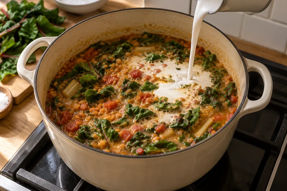 Mangold-Linsen-Curry mit Kokosmilch: Zubereitungsschritt 3