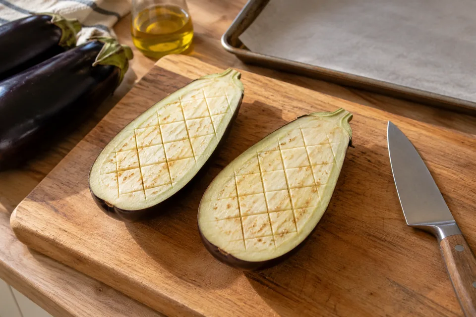 Miso-Auberginen aus dem Ofen: Zubereitungsschritt 1