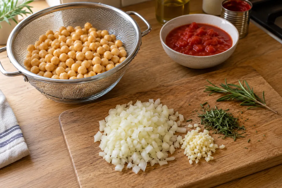 Pasta e ceci – Nudeln mit Kichererbsen: Zubereitungsschritt 1