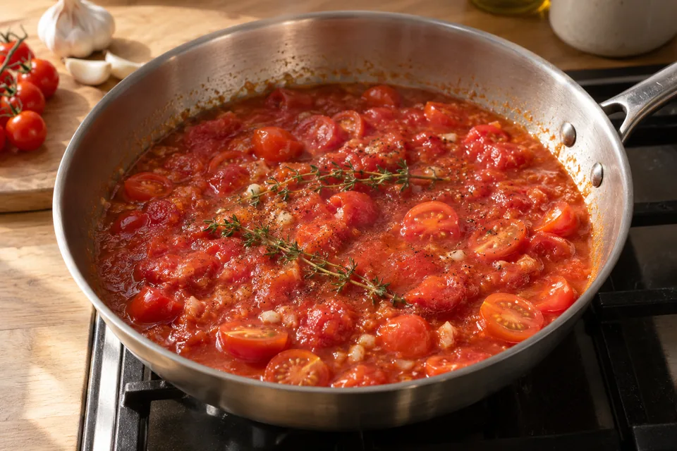 Rigatoni mit Tomaten und Burrata: Zubereitungsschritt 2